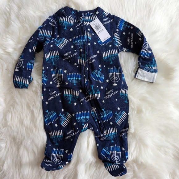 Old Navy Hanukkah Footie Sleeper Unisex One Piece Pj's Sz up to 7lbs - Picture 1 of 4